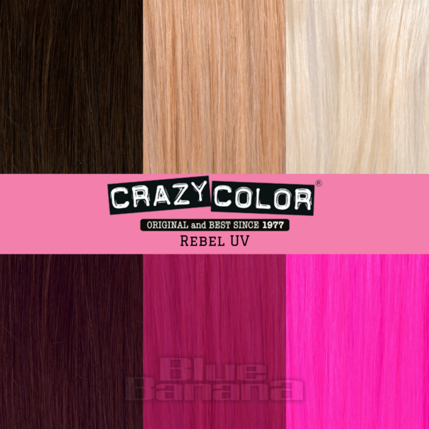 4 Confezioni Tintura Per Capelli Semi-Permanente Da 100ml Crazy Color (Rebel UV - Rosa)